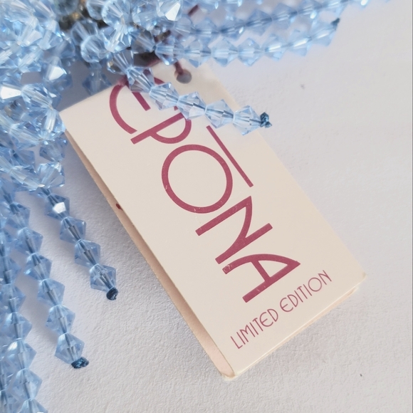 ⚜️VTG Austrian Crystal Sky Blue Beaded Dangle Earrings NWT - Picture 7 of 7